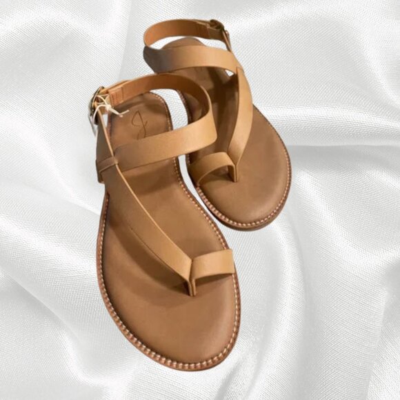 ✨ RARE Joie Lennox Leather Sandals - Buttery Tan Perfection! Mixed Size 8/8.5 ✨ - Picture 1 of 14